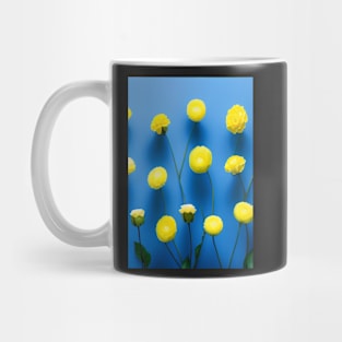 SUNNY LEMON YELLOW FLOWERS BLUE BACKGROUND Mug